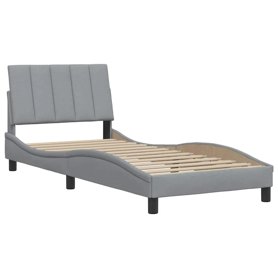 Cadre de lit sans matelas Hanko gris clair 80x200 cm tissu - 4
