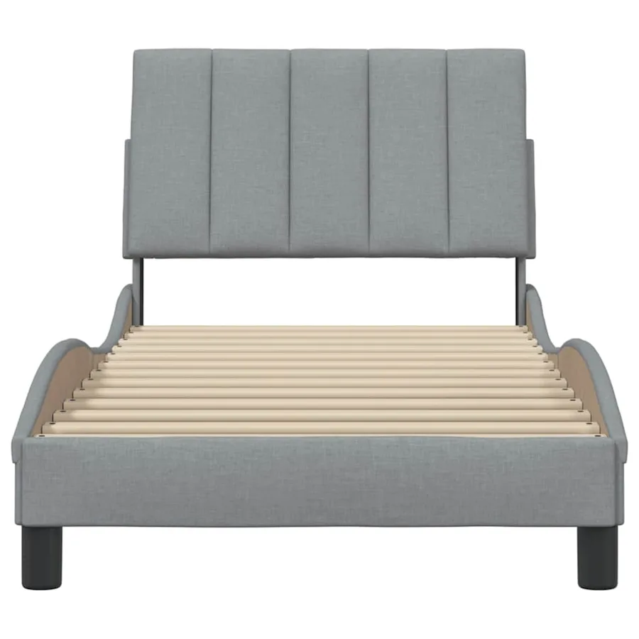 Cadre de lit sans matelas Hanko gris clair 80x200 cm tissu - 5