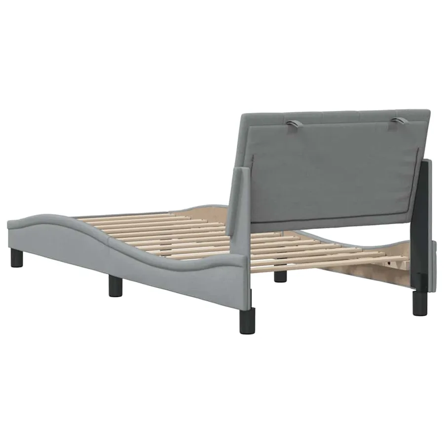Cadre de lit sans matelas Hanko gris clair 80x200 cm tissu - 9