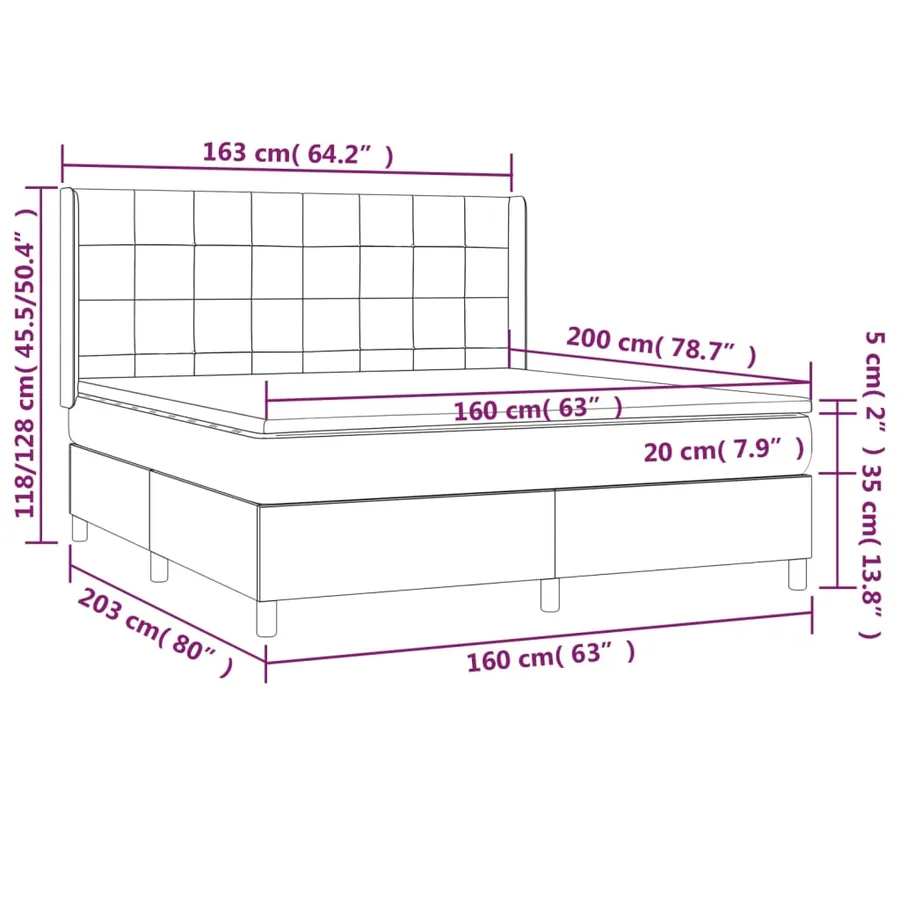 Sommier à lattes de lit matelas et LED Gris clair 160x200 cm - 8