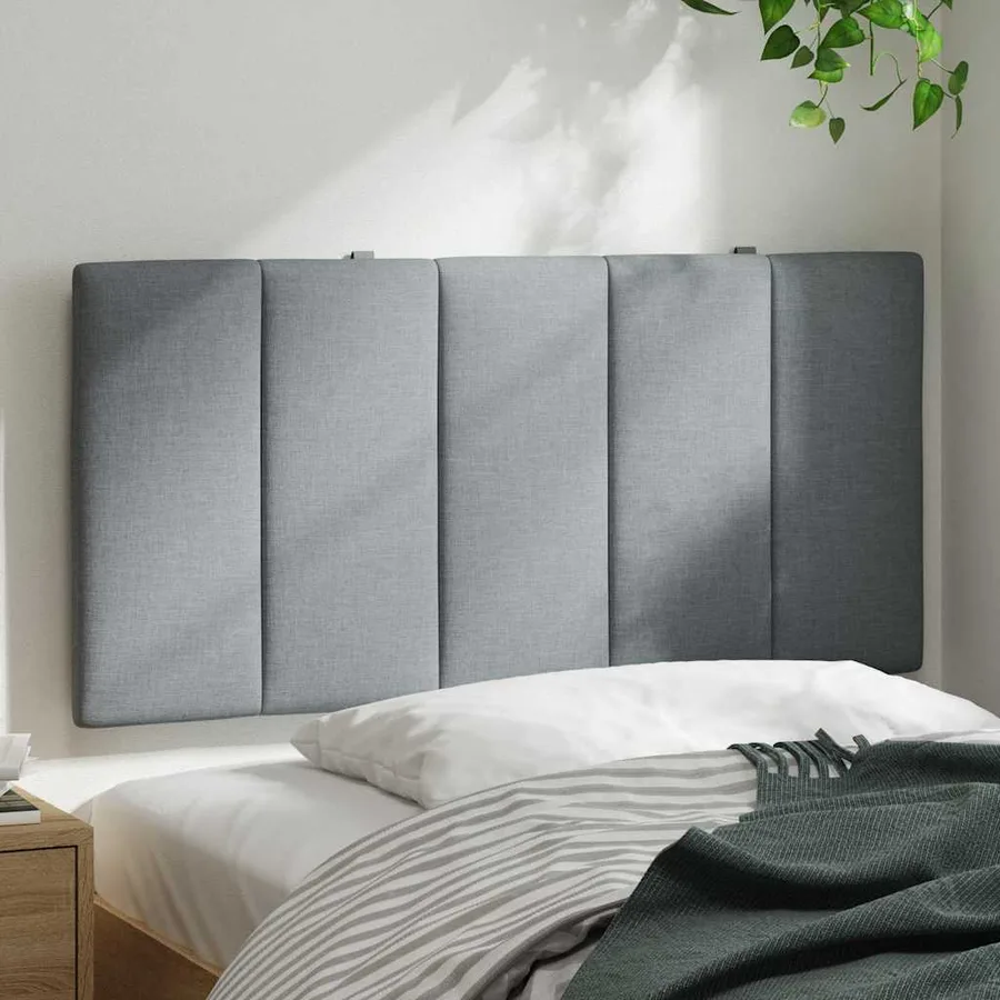 Coussin de tête de lit Hanko gris clair 100 cm tissu - 3