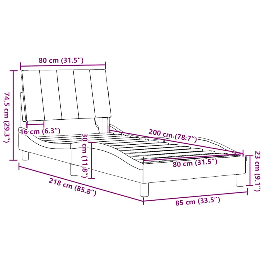 Cadre de lit sans matelas Hanko bleu 80x200 cm tissu - 15