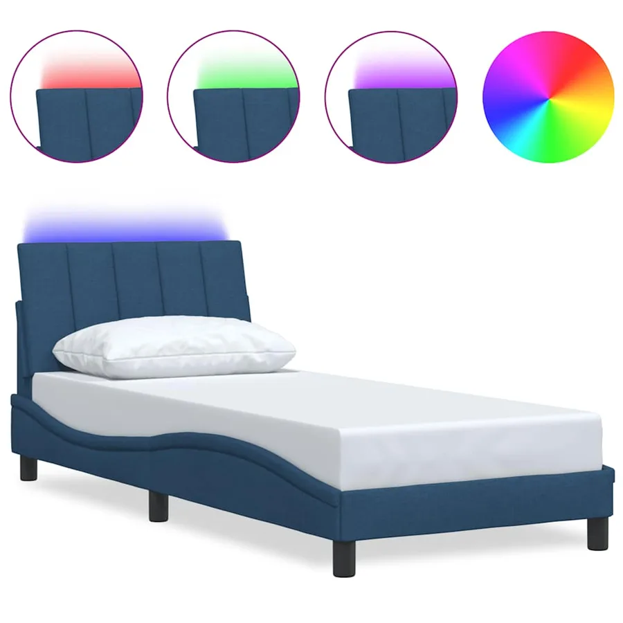 Cadre de lit sans matelas Hanko bleu 80x200 cm tissu - 2