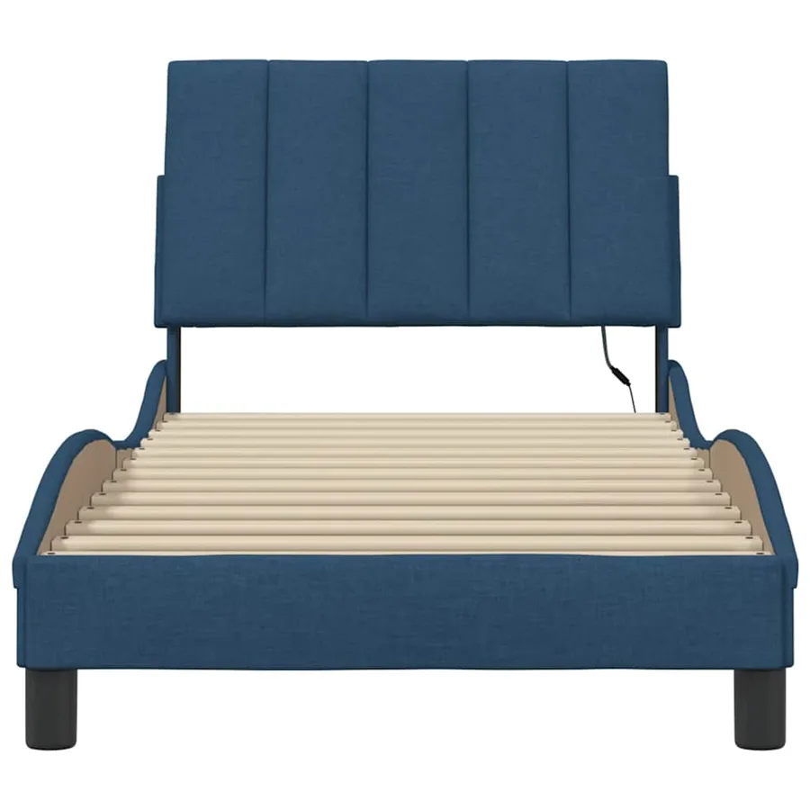 Cadre de lit sans matelas Hanko bleu 80x200 cm tissu - 6