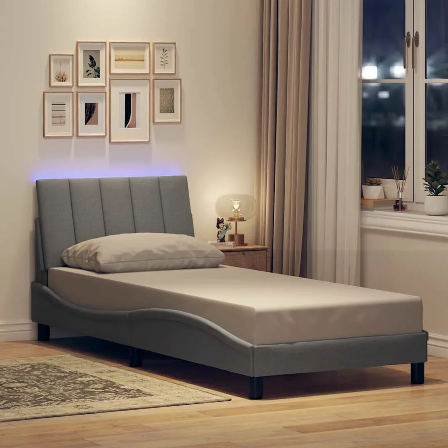 Cadre de lit sans matelas Hanko gris clair 80x200 cm tissu