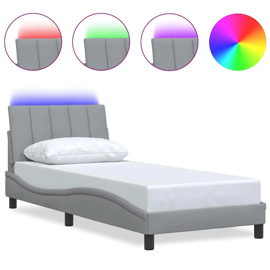 Cadre de lit sans matelas Hanko gris clair 80x200 cm tissu - 2