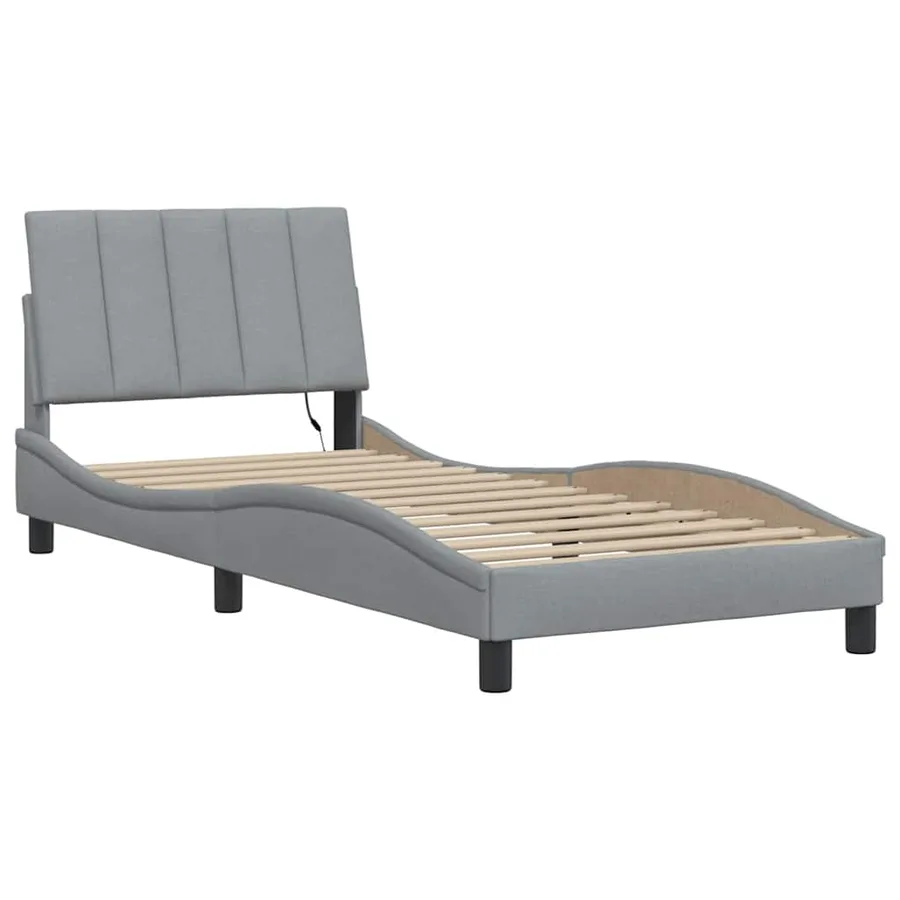 Cadre de lit sans matelas Hanko gris clair 80x200 cm tissu - 3