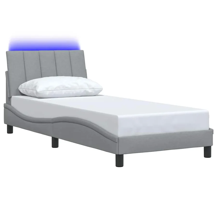 Cadre de lit sans matelas Hanko gris clair 80x200 cm tissu - 5