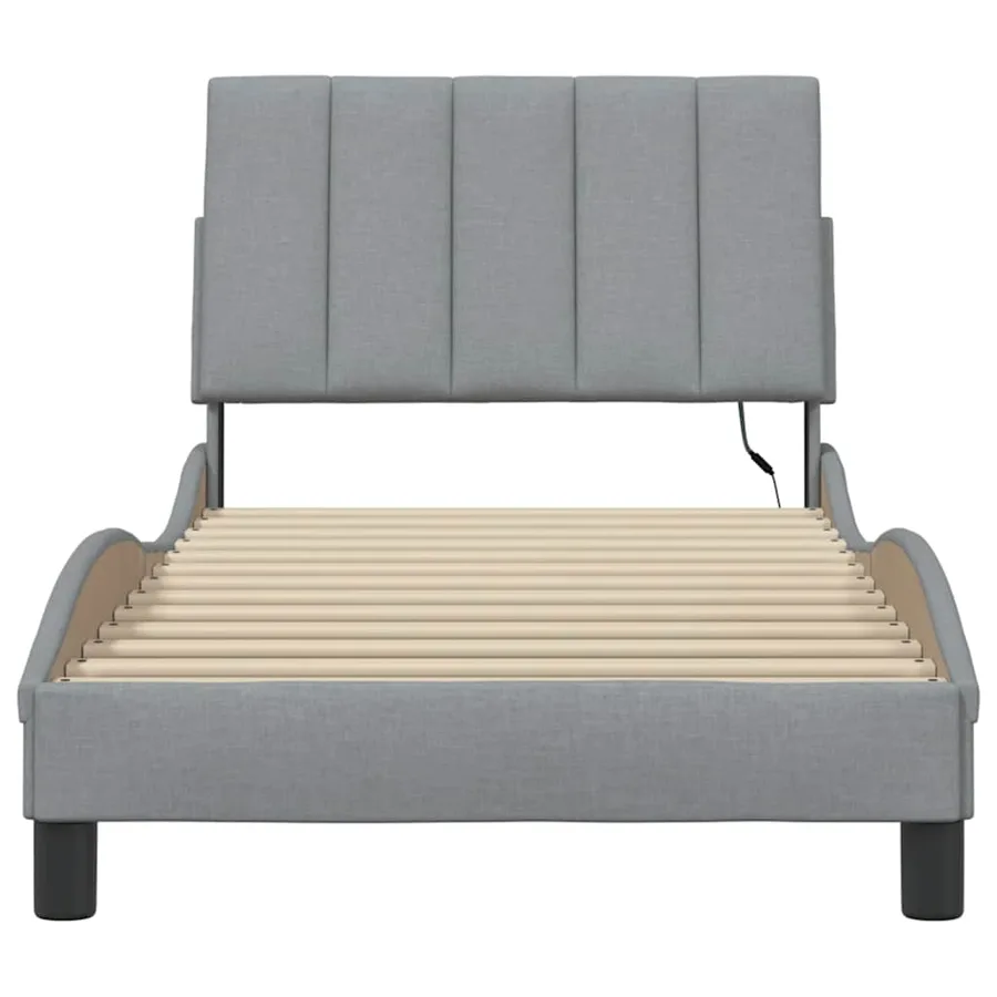 Cadre de lit sans matelas Hanko gris clair 80x200 cm tissu - 6
