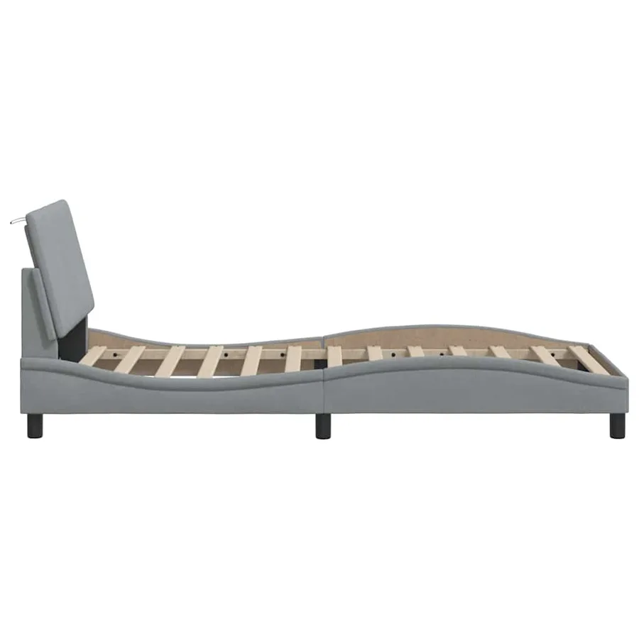 Cadre de lit sans matelas Hanko gris clair 80x200 cm tissu - 7