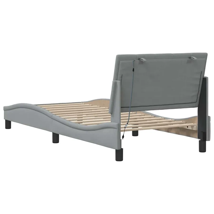 Cadre de lit sans matelas Hanko gris clair 80x200 cm tissu - 8