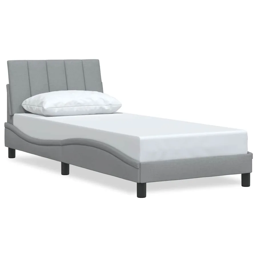 Cadre de lit sans matelas Hanko gris clair 90x190 cm tissu - 2