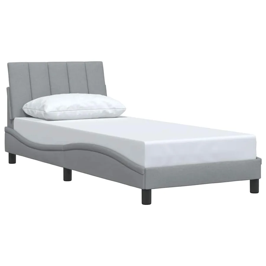 Cadre de lit sans matelas Hanko gris clair 90x190 cm tissu - 3