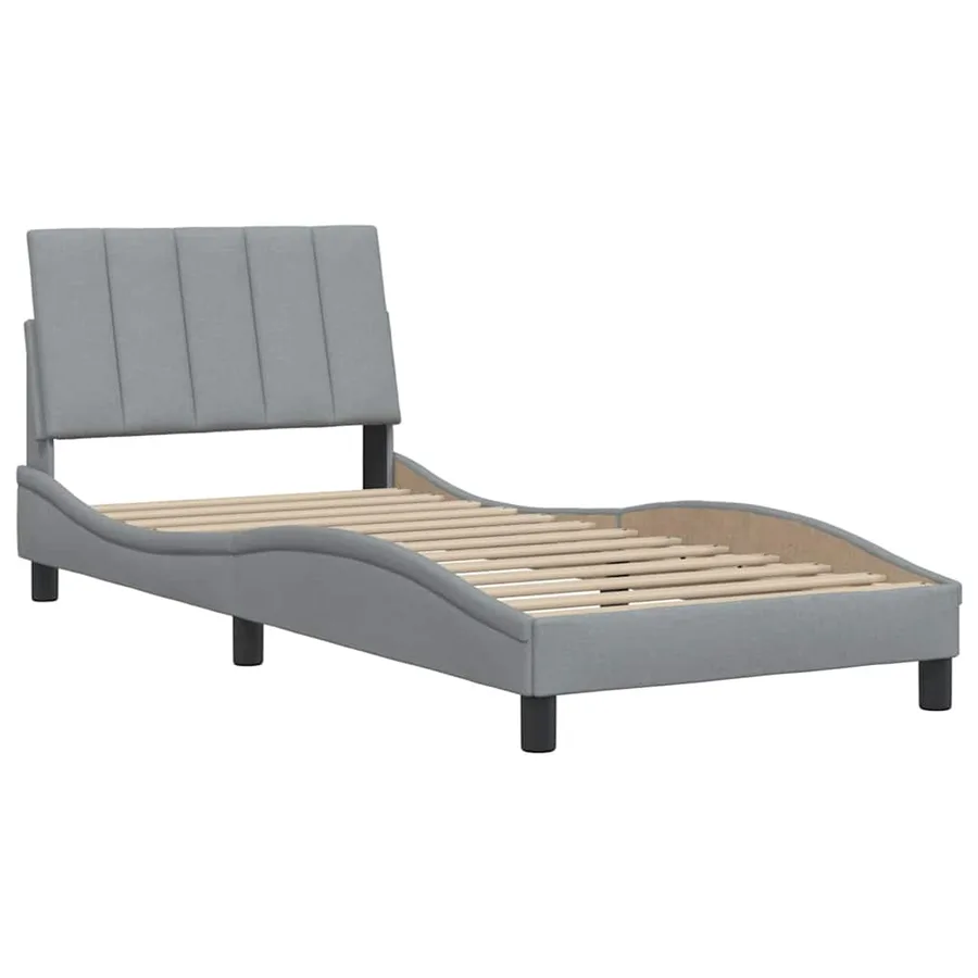 Cadre de lit sans matelas Hanko gris clair 90x190 cm tissu - 4