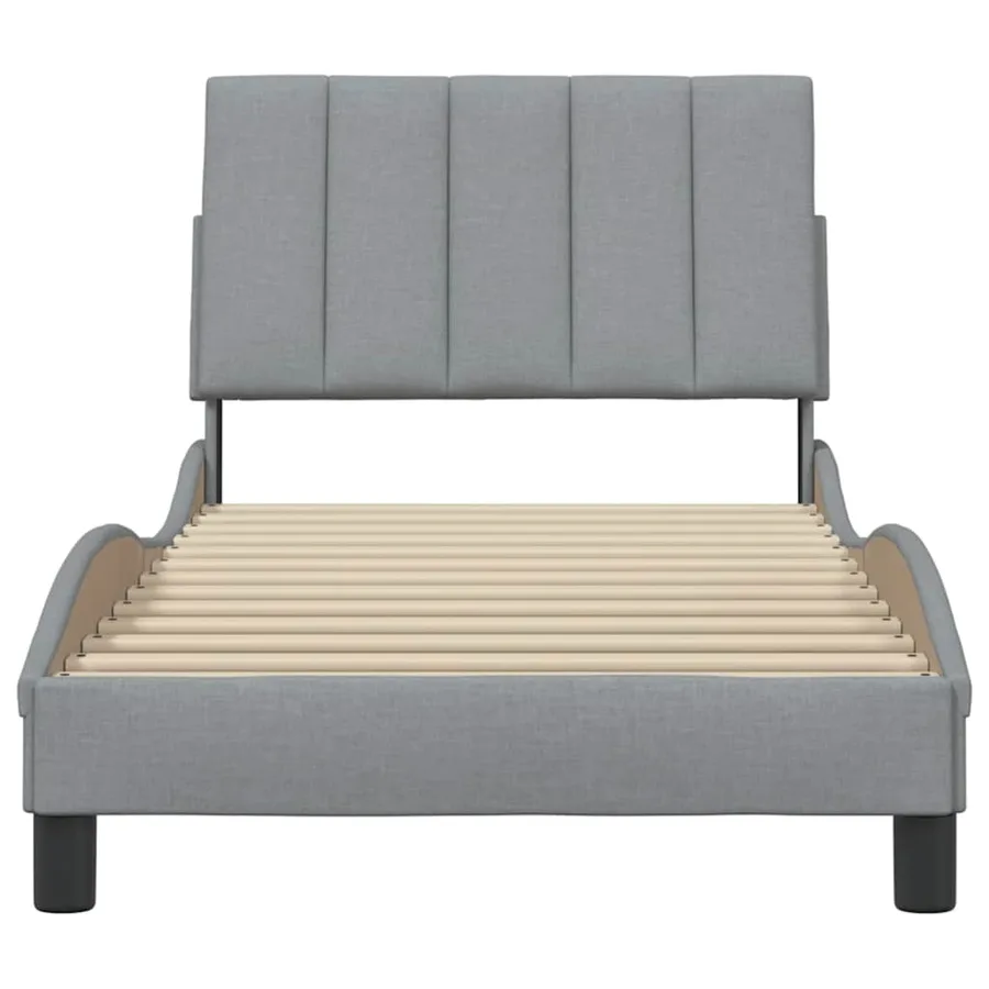 Cadre de lit sans matelas Hanko gris clair 90x190 cm tissu - 5