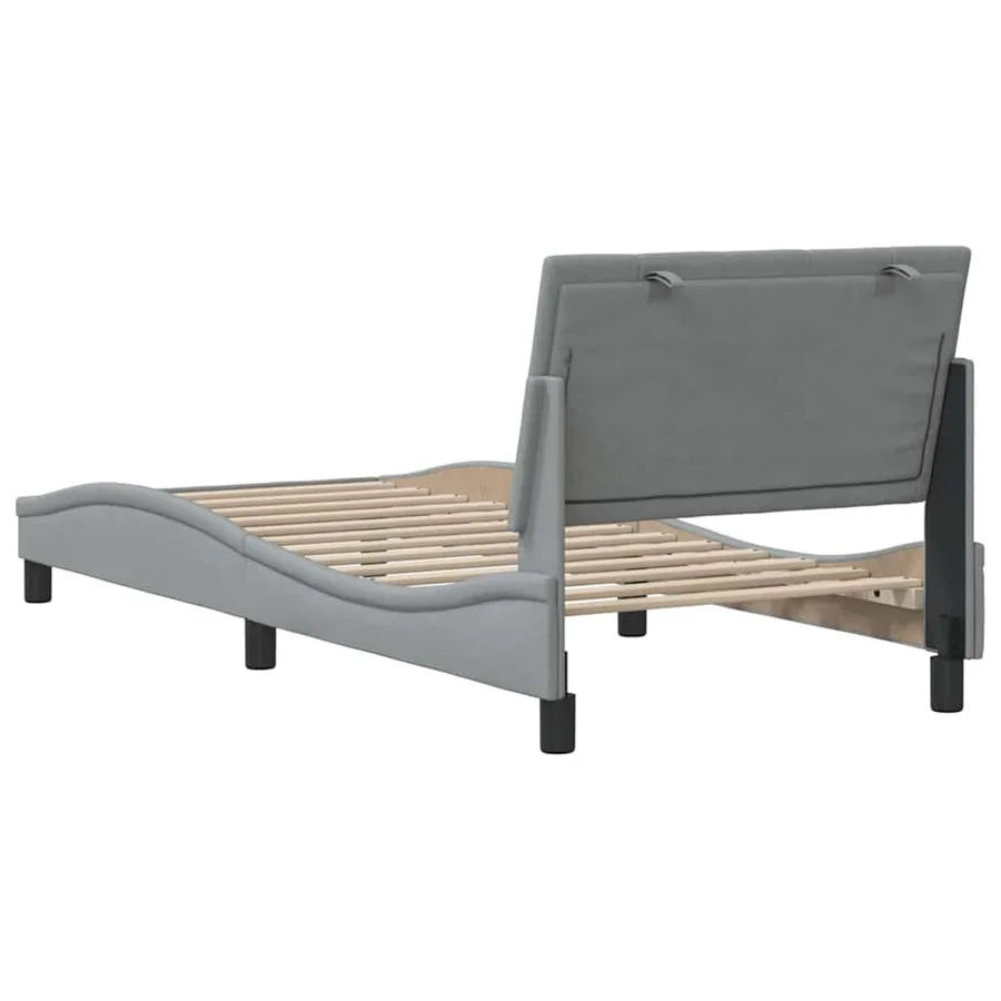 Cadre de lit sans matelas Hanko gris clair 90x190 cm tissu - 9