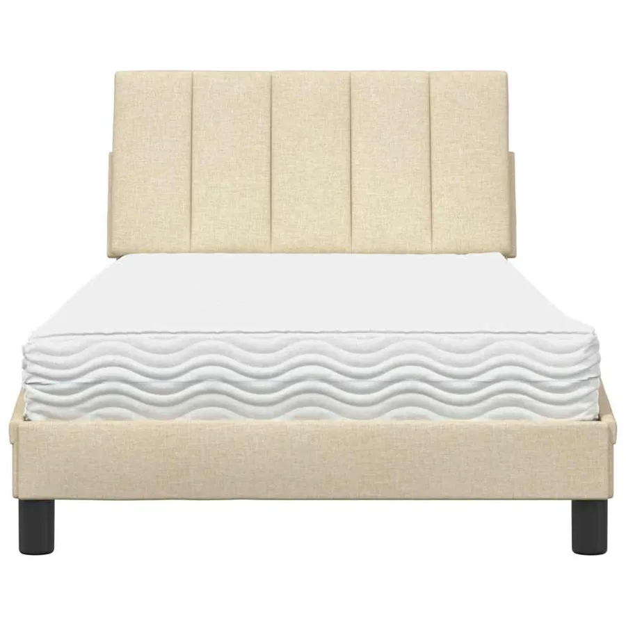 Lit avec matelas Hanko crème 100x200 cm tissu - 5