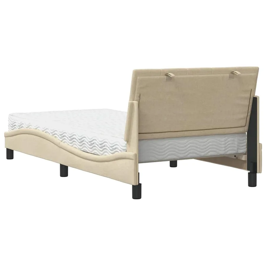 Lit avec matelas Hanko crème 100x200 cm tissu - 7