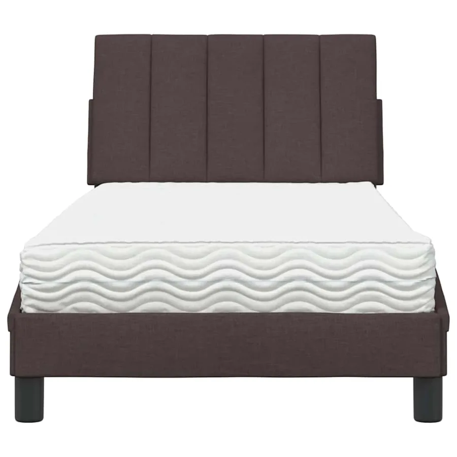 Lit avec matelas Hanko marron foncé 80x200 cm tissu - 5
