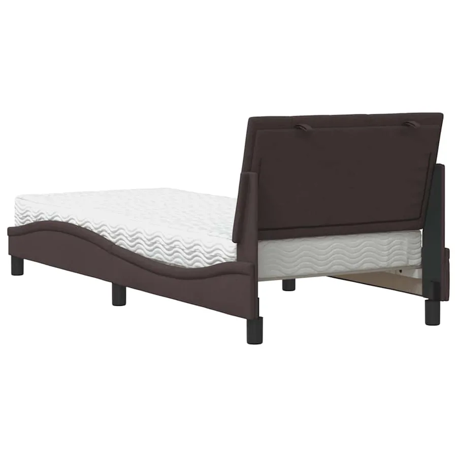 Lit avec matelas Hanko marron foncé 80x200 cm tissu - 7