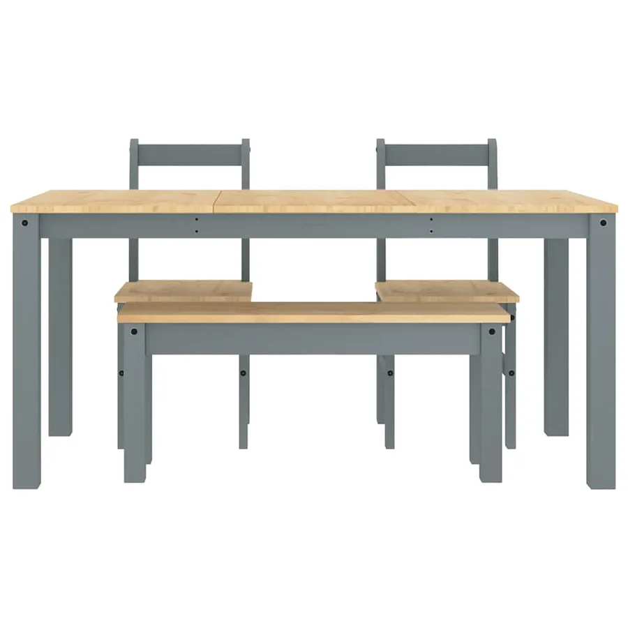Ensemble à manger PANAMA 4 pcs gris bois de pin massif - 8
