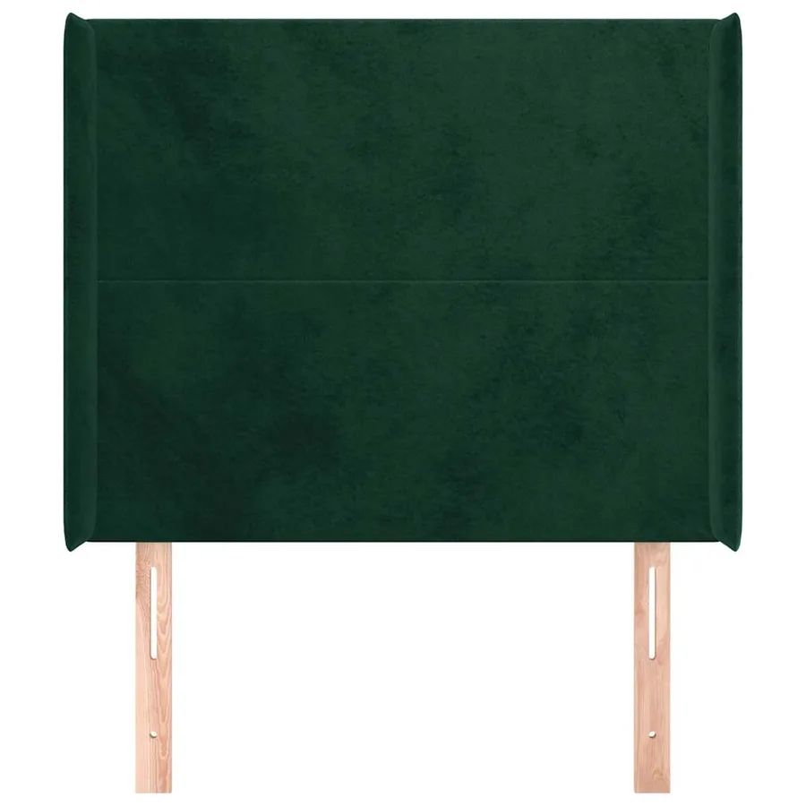 Tête de lit avec oreilles Vert foncé 93x16x118/128 cm Velours - 3