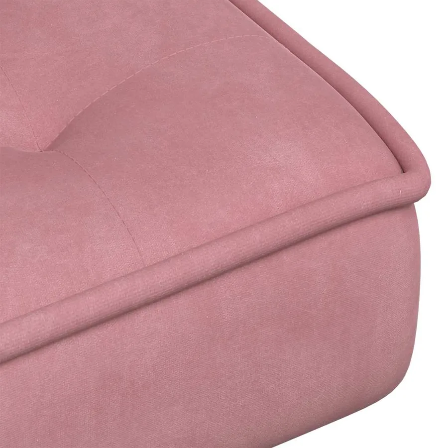 Chaise de relaxation avec tabouret Rose Velours - 10