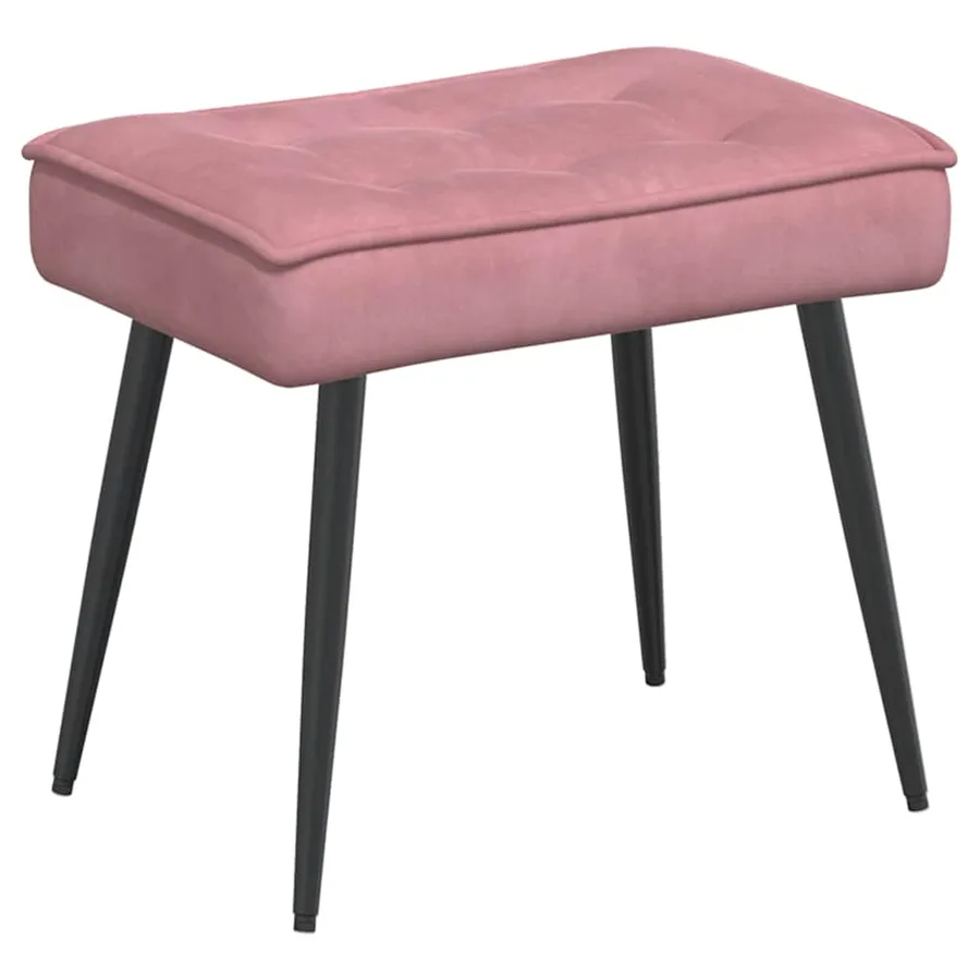 Chaise de relaxation avec tabouret Rose Velours - 5