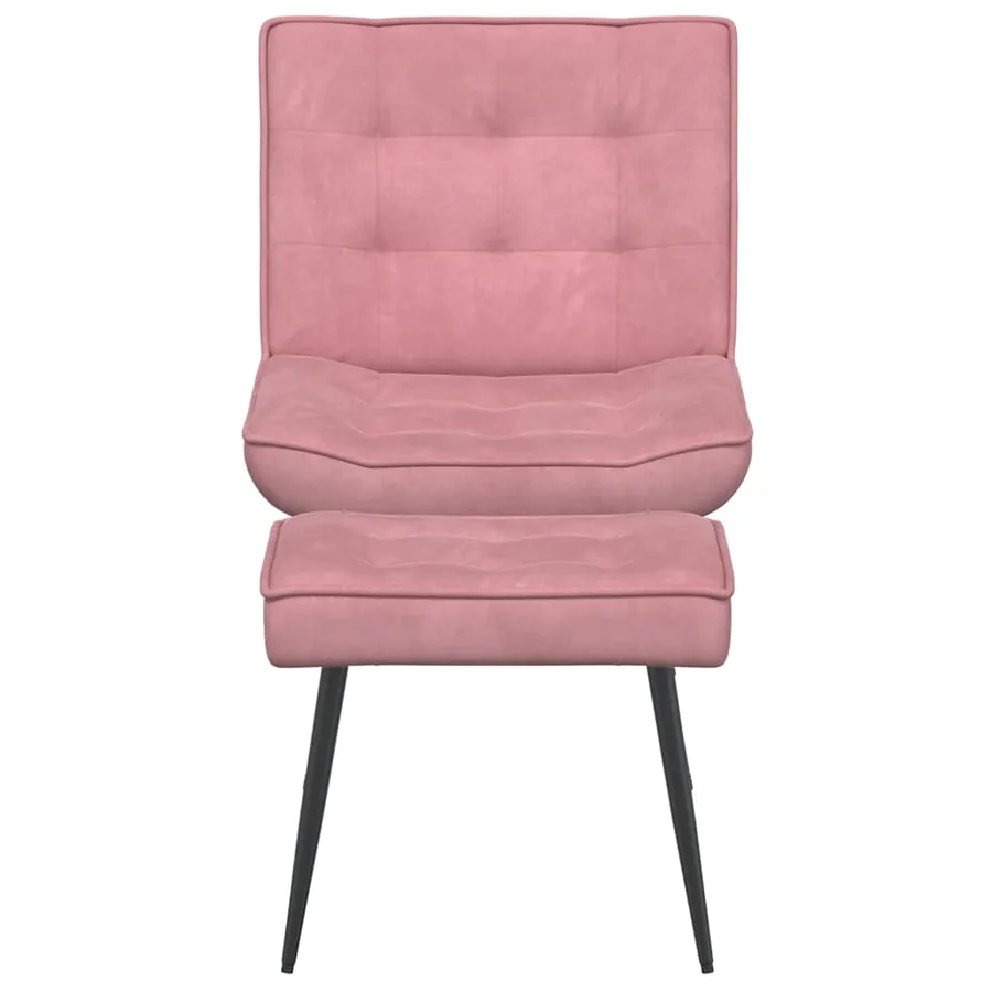 Chaise de relaxation avec tabouret Rose Velours - 6