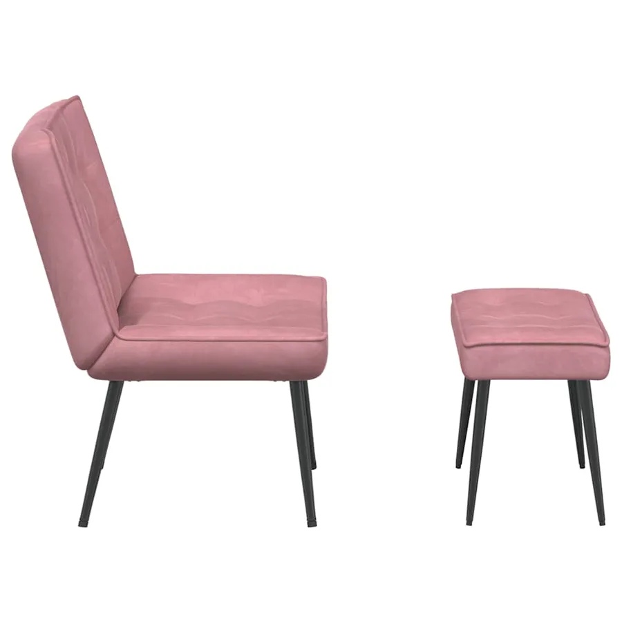Chaise de relaxation avec tabouret Rose Velours - 7