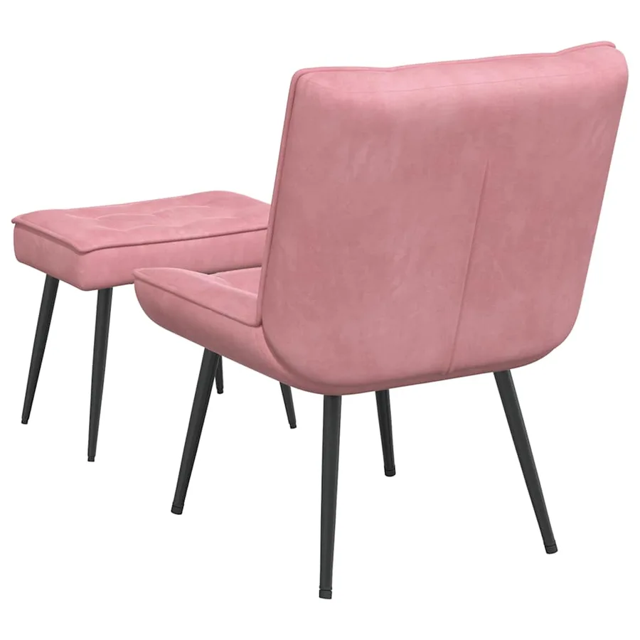 Chaise de relaxation avec tabouret Rose Velours - 8