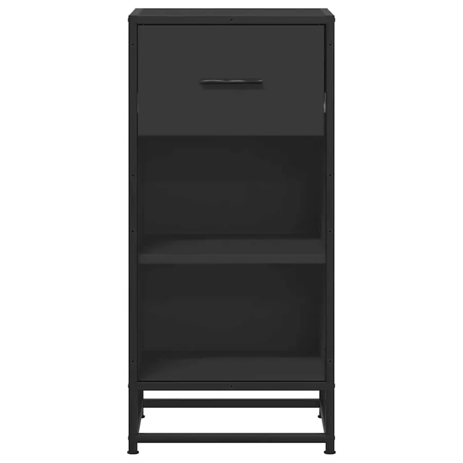 Buffet noir 35,5x35x76 cm bois d'ingénierie et métal - 4