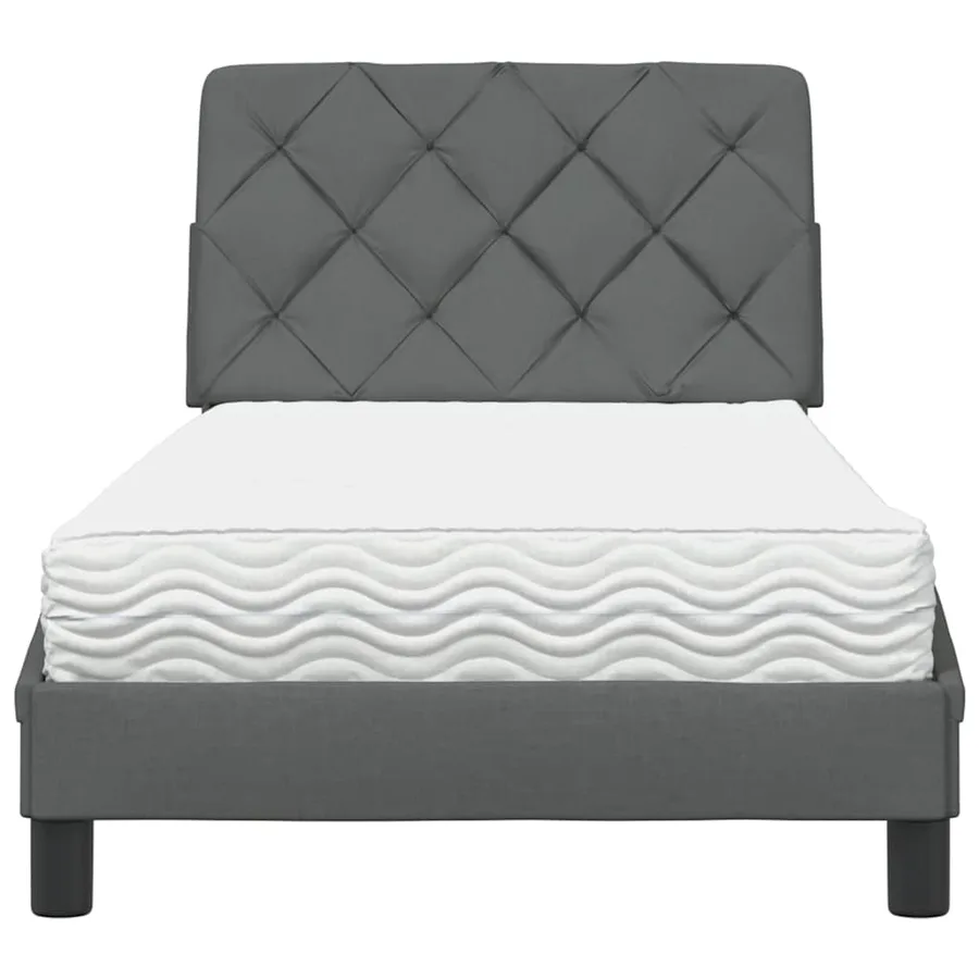 Lit avec matelas gris foncé 80x200 cm tissu - 5