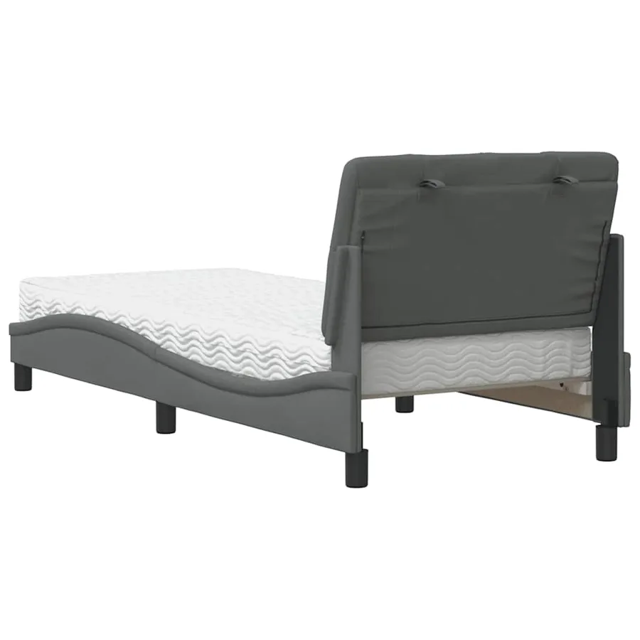 Lit avec matelas gris foncé 80x200 cm tissu - 7