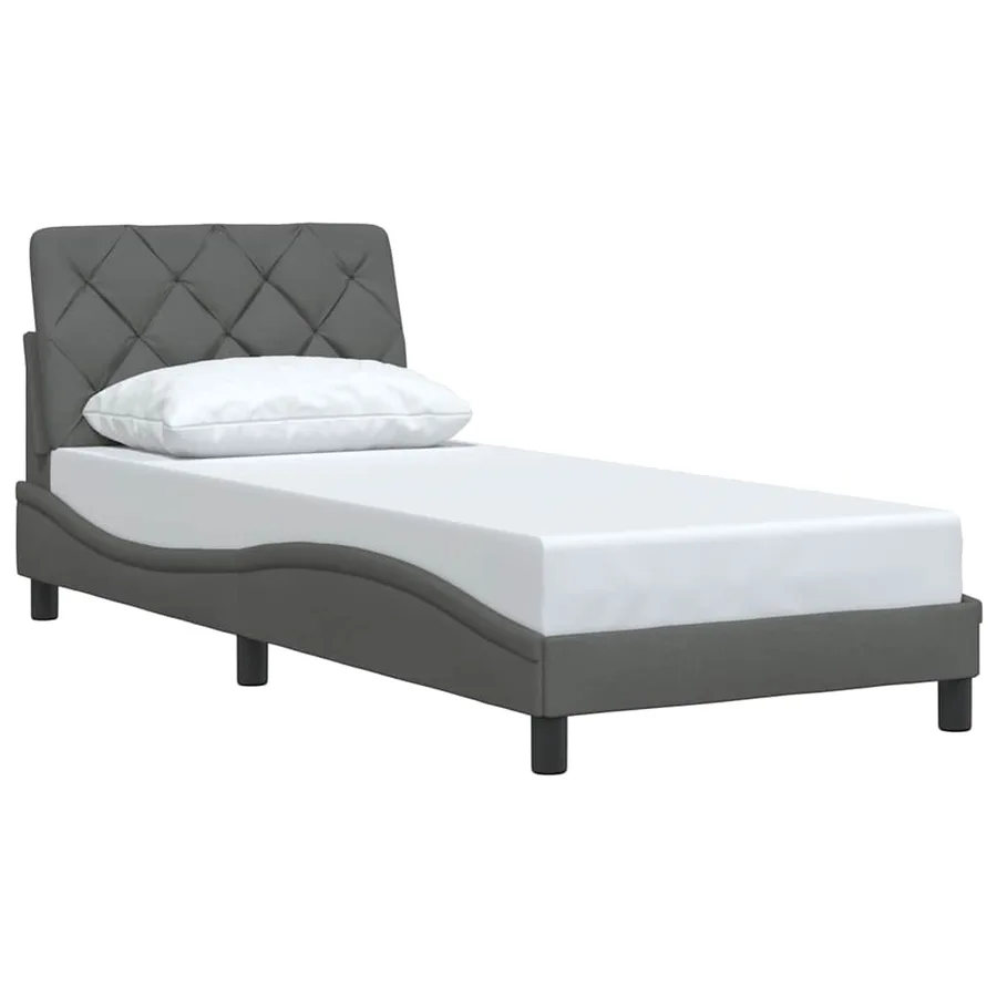 Cadre de lit sans matelas gris foncé 80x200 cm tissu - 3