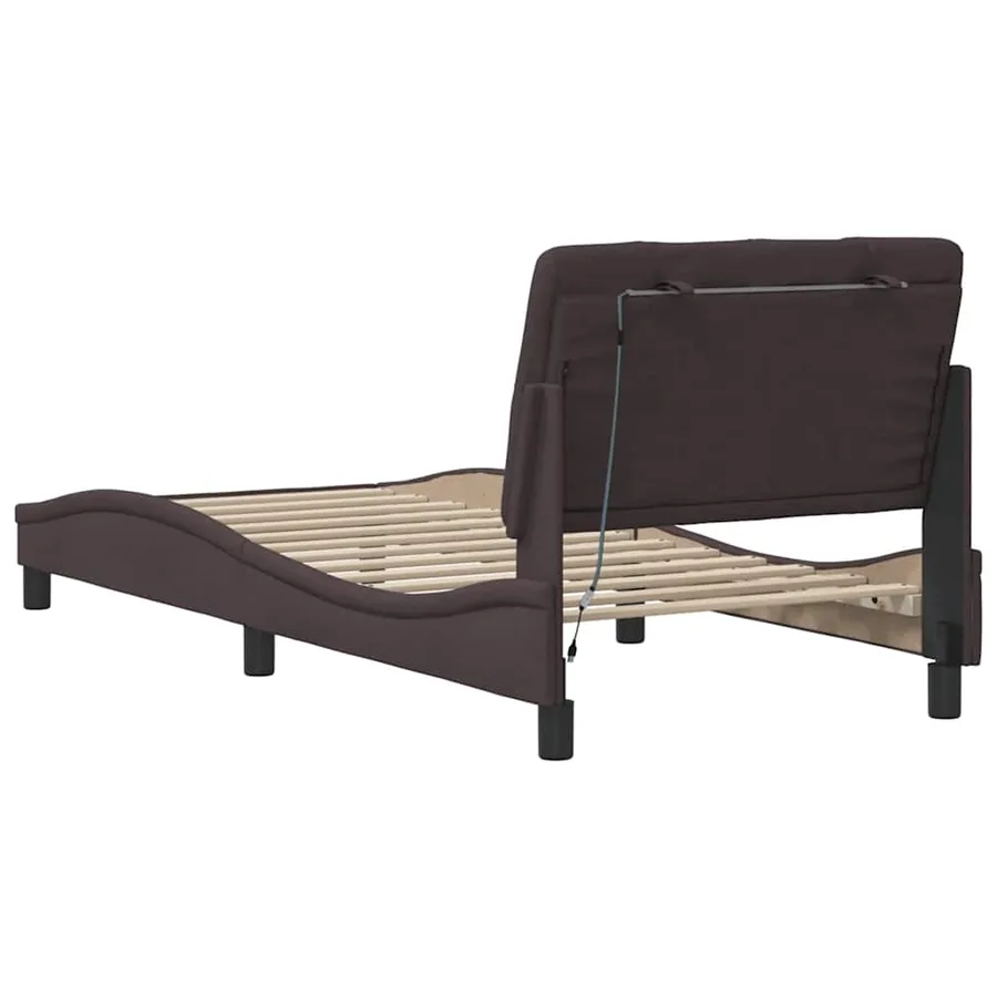Cadre de lit avec LED sans matelas marron foncé 80x200 cm tissu - 10