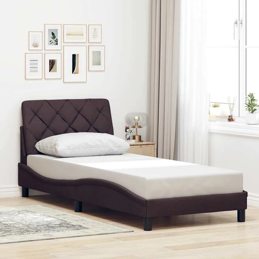 Cadre de lit sans matelas marron foncé 80x200 cm tissu