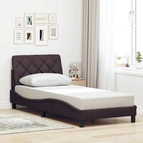 Cadre de lit sans matelas marron foncé 80x200 cm tissu