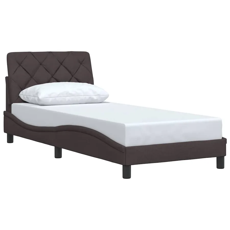 Cadre de lit sans matelas marron foncé 80x200 cm tissu - 3