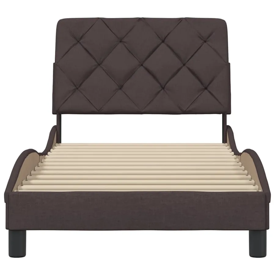 Cadre de lit sans matelas marron foncé 80x200 cm tissu - 5