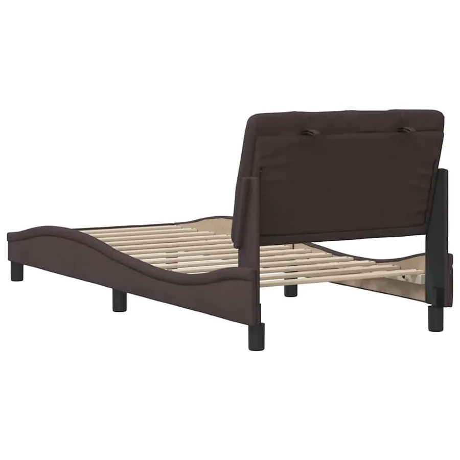 Cadre de lit sans matelas marron foncé 80x200 cm tissu - 9