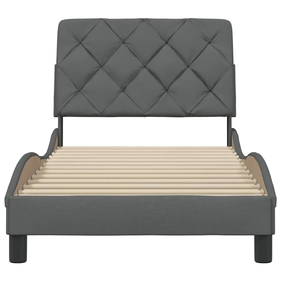 Cadre de lit sans matelas gris foncé 90x200 cm tissu - 5