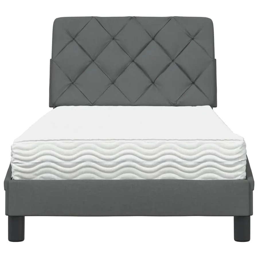 Lit avec matelas gris foncé 90x200 cm tissu - 5