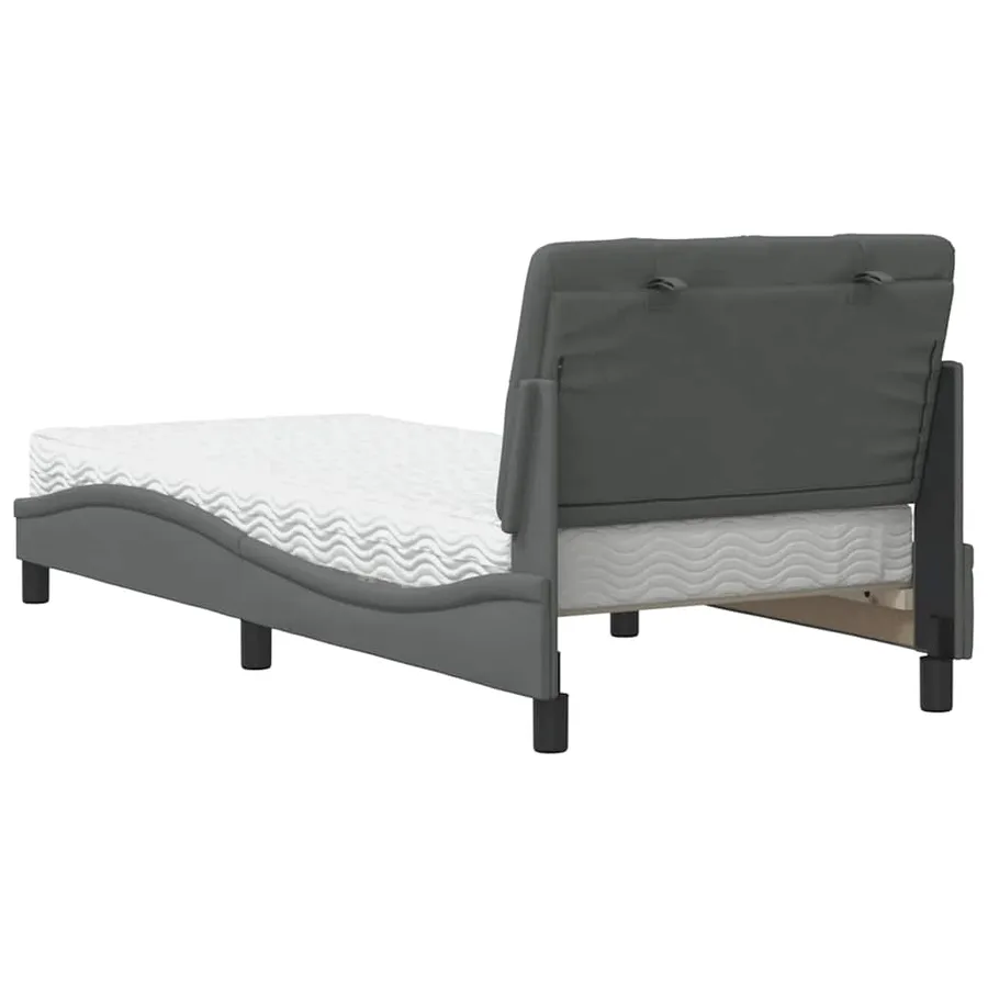 Lit avec matelas gris foncé 90x200 cm tissu - 7
