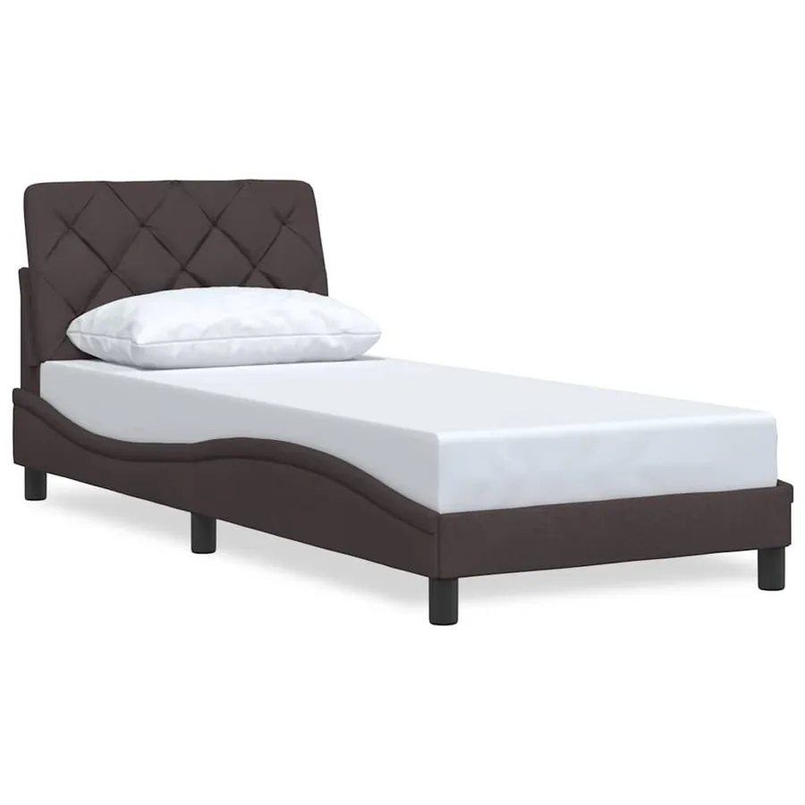 Cadre de lit sans matelas marron foncé 90x190 cm tissu - 2