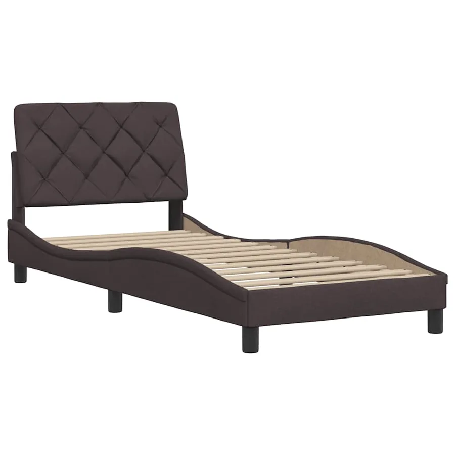 Cadre de lit sans matelas marron foncé 90x190 cm tissu - 4