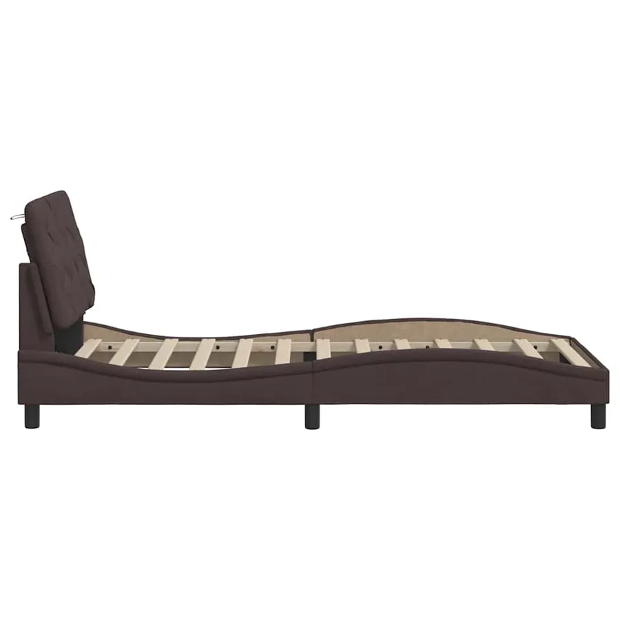 Cadre de lit sans matelas marron foncé 90x190 cm tissu - 8