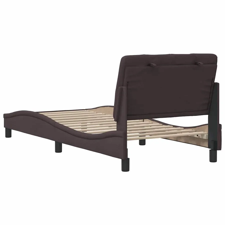 Cadre de lit sans matelas marron foncé 90x190 cm tissu - 9
