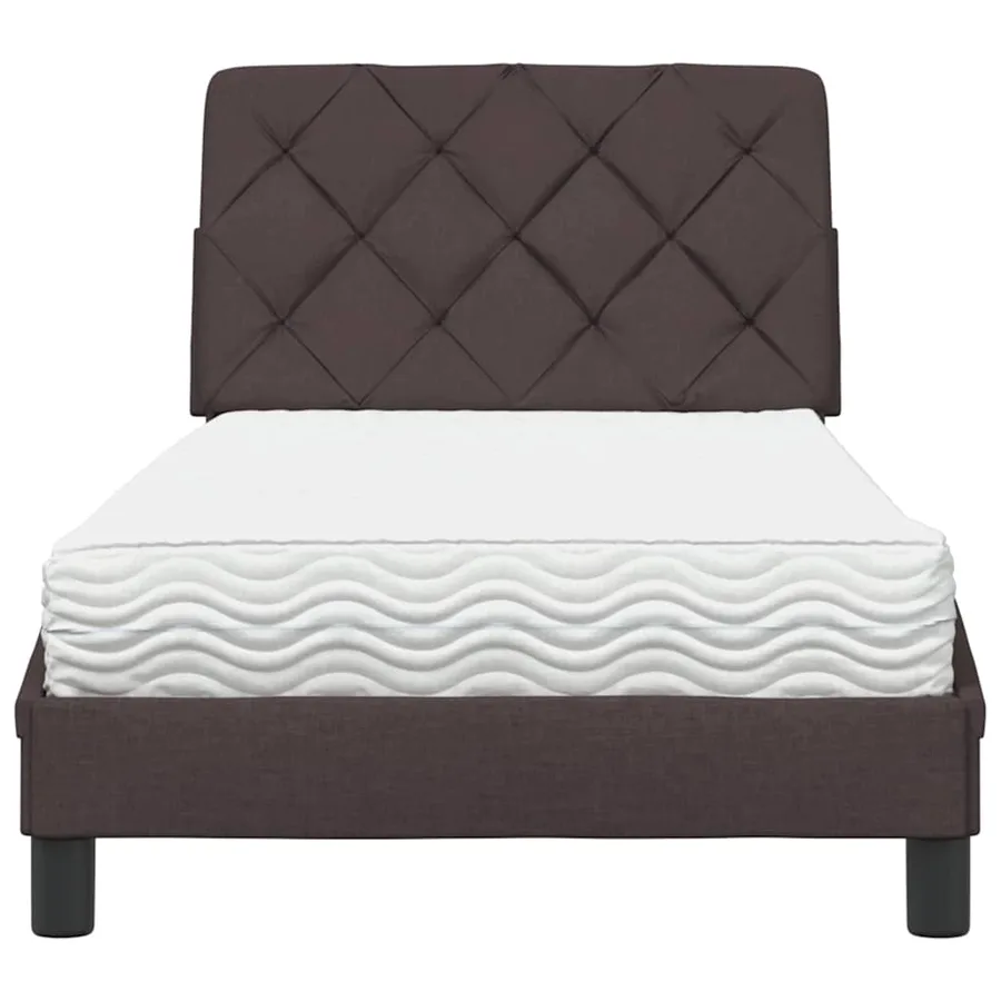 Lit avec matelas marron foncé 90x190 cm tissu - 5