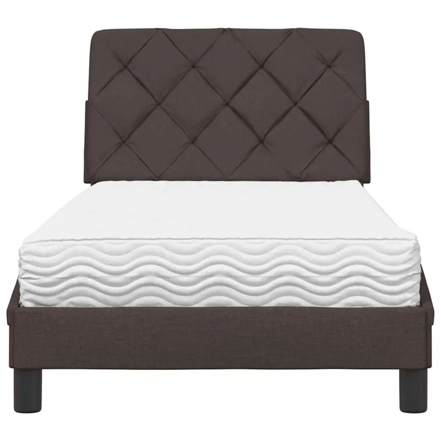 Lit avec matelas marron foncé 90x200 cm tissu - 5